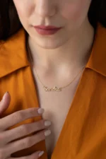 14K Gold Diamond Name Necklace: Personalized Zircon Pendant - Görsel 6