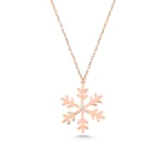 14K Gold Diamond Snowflake Necklace – Winter Holiday Pendant - Görsel 7