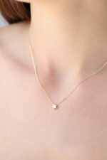 14K Solid Gold Star Necklace: Dainty Celestial Pendant