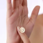 14K Gold Heart Disc Necklace | Solid Gold Charm