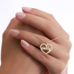 14K Gold Heart Name Necklace – Personalized Script Pendant