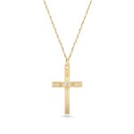 Solid Gold Diamond Cross Necklace – 10K/14K Minimalist Faith Pendant - Görsel 3