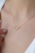 10K Gold Diamond Heart Infinity Necklace – Eternal Love Pendant