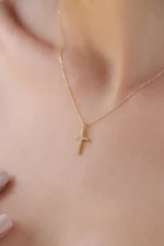 Solid Gold Diamond Cross Necklace - Christian Religious Pendant