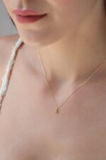 10K Gold Diamond Initial Necklace – Personalized Letter Pendant