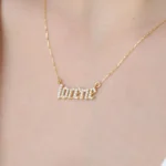 Custom Solid Gold Diamond Name Necklace - Gothic, Script Font