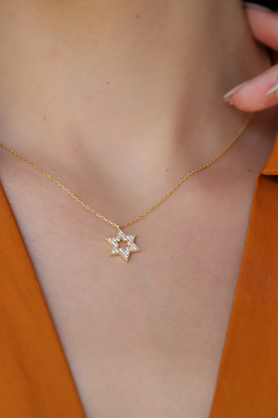 il_1140xN.6291088753_6i7j Diamond Star of David Necklace – 10K/14K Solid Gold Jewish Pendant - Görsel 1