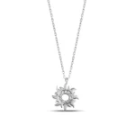 14K Solid Gold Sun Pendant Necklace: Diamond Celestial Charm - Görsel 7