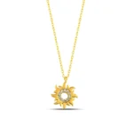14K Solid Gold Sun Pendant Necklace: Diamond Celestial Charm - Görsel 3