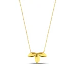 14K Gold Triple Petal Necklace: Minimalist Fine Jewelry Gift - Görsel 3