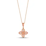 14K Gold Diamond Flower Pendant Necklace: Dainty Floral Jewelry - Görsel 6