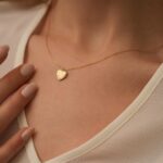 Solid Gold Heart Necklace – Beaded Edge, Elegant Jewelry - Görsel 7