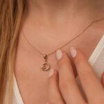 14K Gold Diamond Circle Necklace: Bloom Charm Pendant, Fine Jewelry