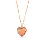 Solid Gold Heart Necklace – Beaded Edge, Elegant Jewelry - Görsel 3