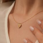 Solid Gold Heart Necklace – Beaded Edge, Elegant Jewelry - Görsel 4