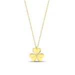 Solid Gold Flower Necklace – Dainty Diamond Accent, Floral Pendant - Görsel 3