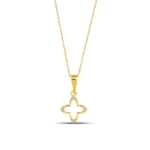14K Gold Diamond Flower Necklace: Minimalist Fine Jewelry Gift - Görsel 3