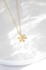 14K Gold Diamond Snowflake Necklace – Winter Holiday Pendant