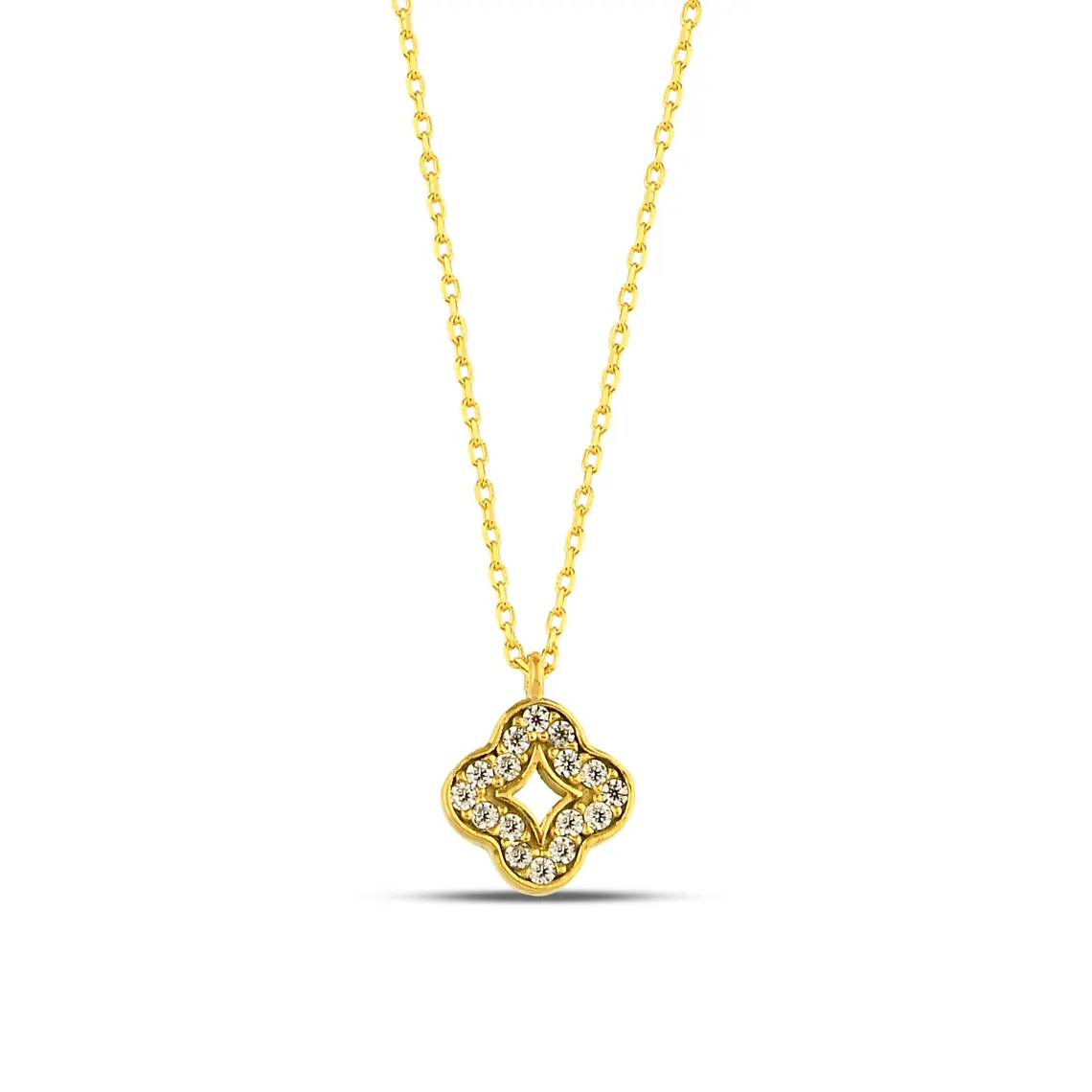 il_1140xN.7176640060_cg9j 14k Gold Clover Pendant Necklace – Sparkling Lucky Charm - Görsel 1