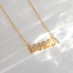Solid Gold Diamond MAMA Necklace – 10K/14K Gold, Mother's Gift