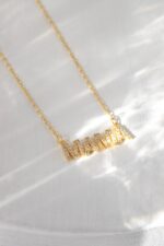 Solid Gold Diamond MAMA Necklace – 10K/14K Gold, Mother's Gift