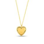 Solid Gold Heart Necklace – Beaded Edge, Elegant Jewelry