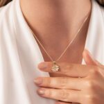 14k Solid Gold Four Leaf Clover Necklace, CZ Shamrock Pendant - Görsel 5