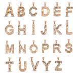 14k Solid Gold Initial Pendant, Sunburst Letter Charm - Görsel 11