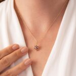 14K Solid Gold Star of David Necklace with Red Enamel Evil Eye Charm