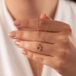 14K Solid Gold Sunburst Necklace with CZ Radiant Star Circle Pendant - Görsel 2