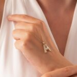 14k Solid Gold Initial Pendant, Sunburst Letter Charm - Görsel 4