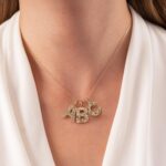 14k Solid Gold Initial Pendant, Sunburst Letter Charm - Görsel 8