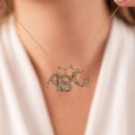 14k Solid Gold Initial Pendant, Sunburst Letter Charm