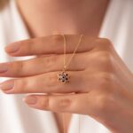 14K Solid Gold Star of David Necklace with Red Enamel Evil Eye Charm - Görsel 2